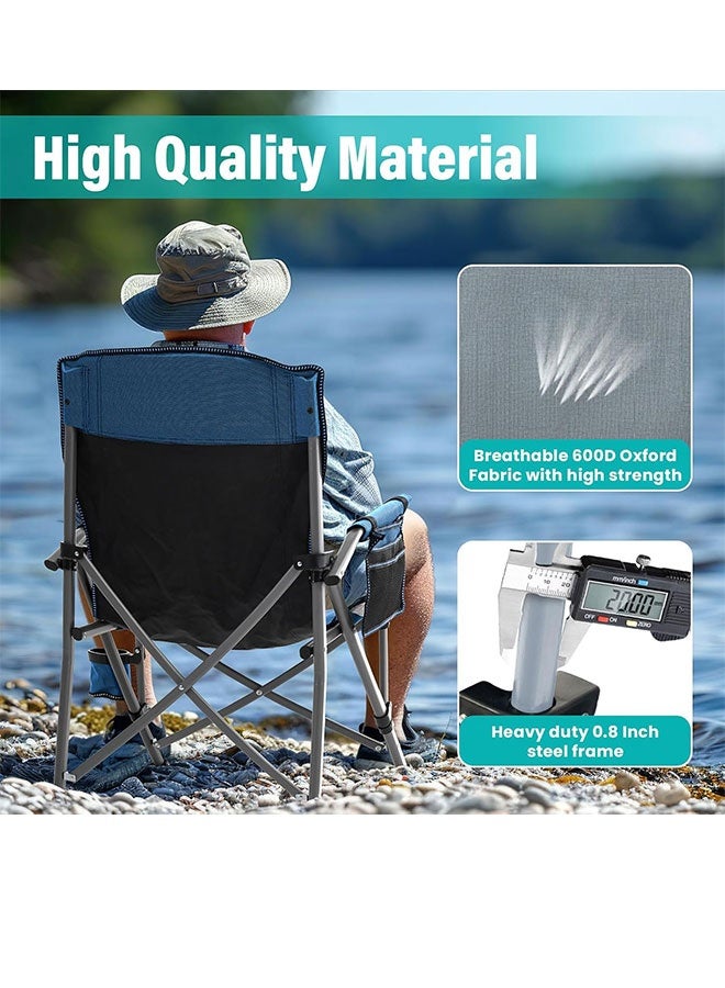 Aurlar Heavy Duty Folding Camping Chair Portable Outdoor Chair with Cup Holder and Storage Pocket, Collapsible Beach and Lawn Chair Supports Up to 150kg for Camping Fishing Hiking and Travel - Image 5